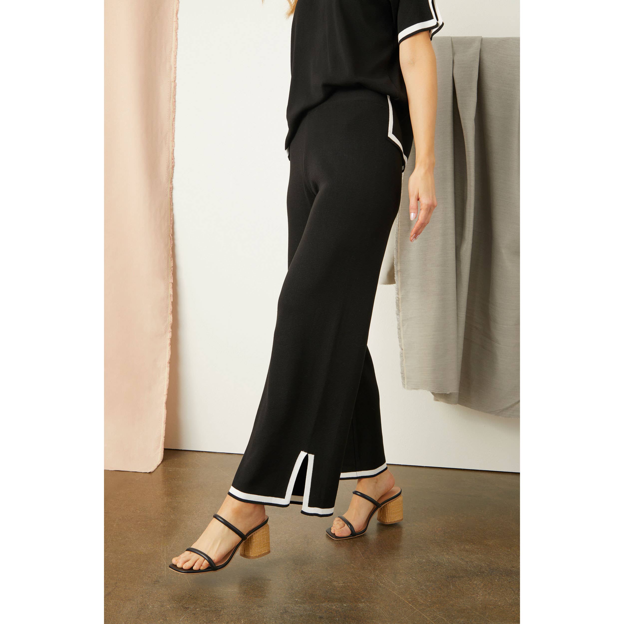 Black Seine Knit Border Trim Top for wholesale on Faire6