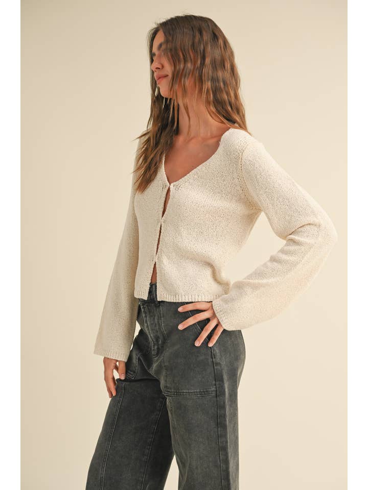 MIOU MUSE - Wholesale Cardigan - Women's - J3978 LIGHT WEIGHT L/S KNIT CARDIGAN