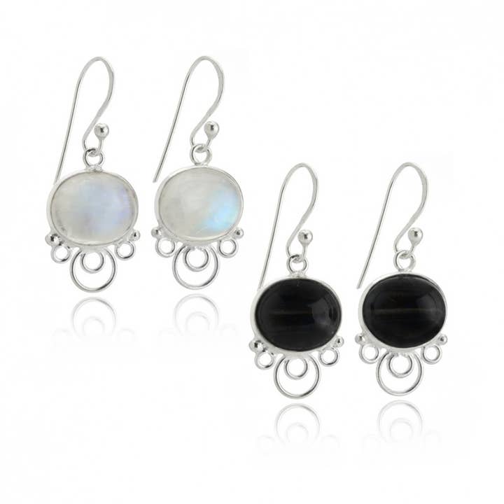 Nuit earrings in sterling silver with gemstones for wholesale by UniArt
