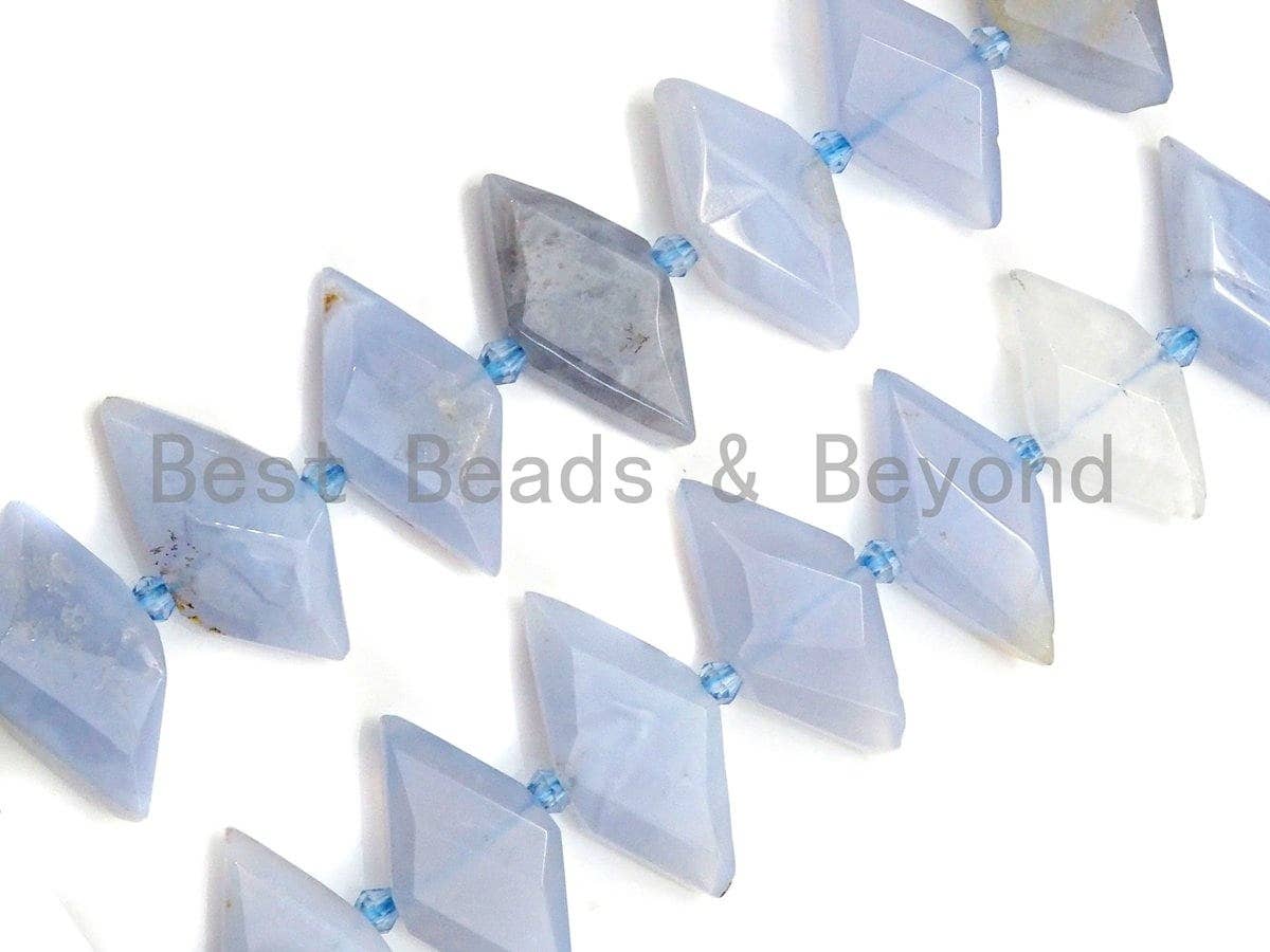 BestBeads&Beyond - Wholesale Beads - High Quality Natural Blue Chalcedony Horse Eye Shape Beads, Natural Chalcedony beads, 16x30mm, sku#U6691