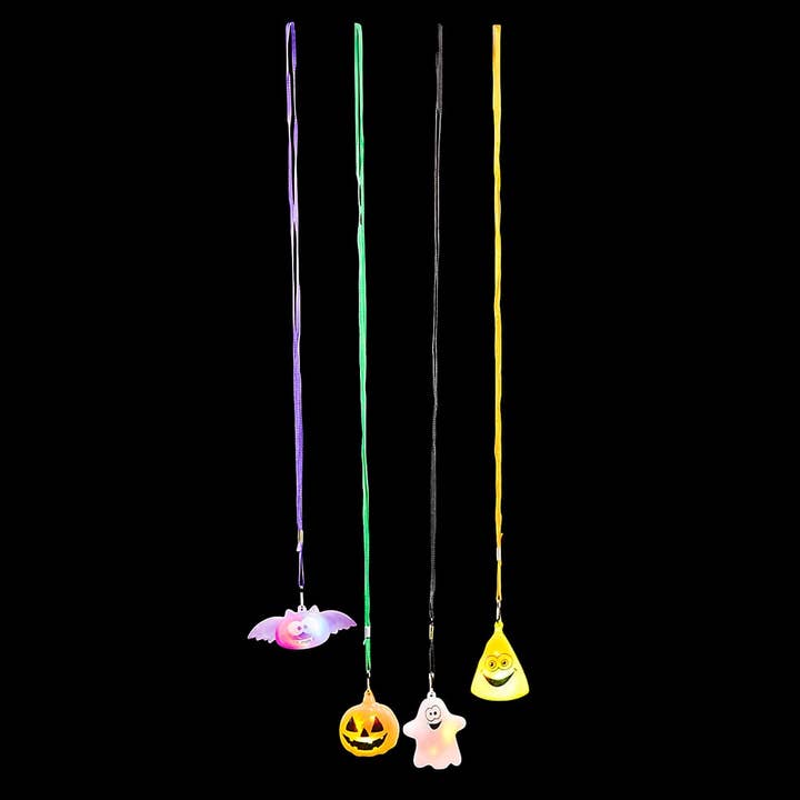 2" Halloween Flashing Necklace Assortment (24pc) - LLB Toys for wholesale by La Luna Bella - Toys