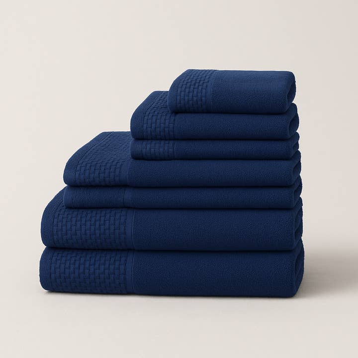 Navy Blue Towels Soft Absorbent Towels 700GSM Airbnb Spa Gym for wholesale by Cozablu Home