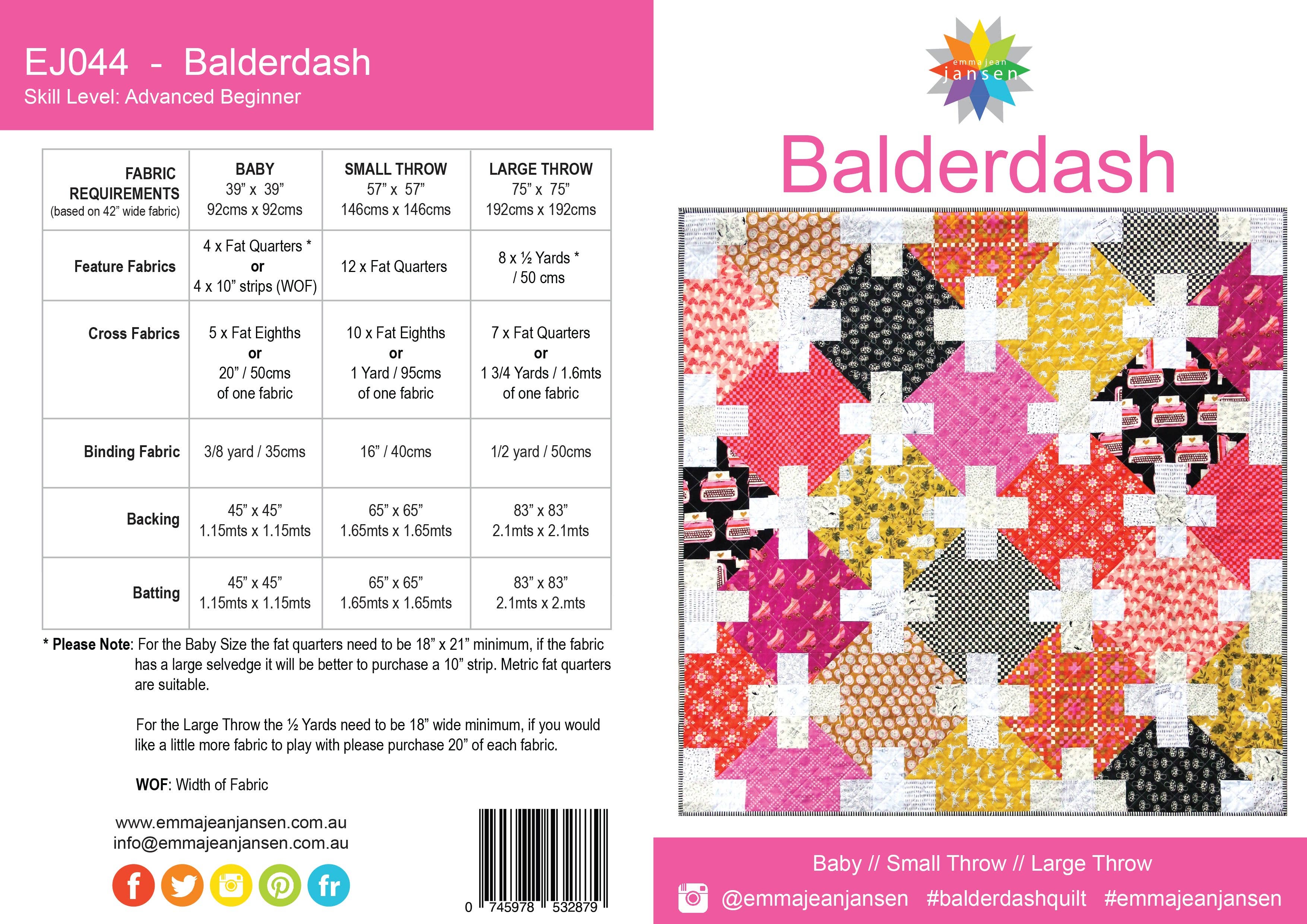 emma jean jansen - Wholesale Craft tool - • Wholesale - Balderdash Quilt Pattern1