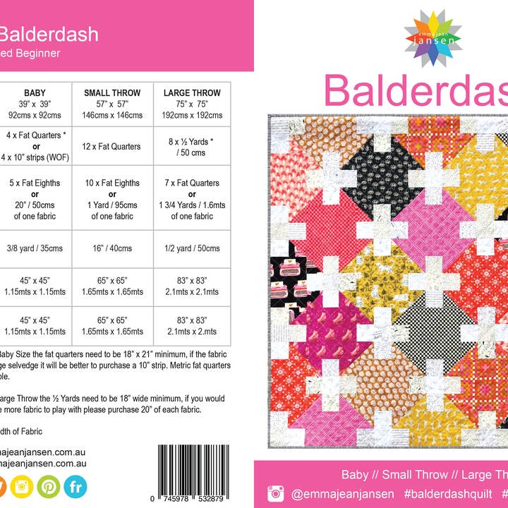 emma jean jansen - Wholesale Craft Tool - • Wholesale - Balderdash Quilt Pattern1