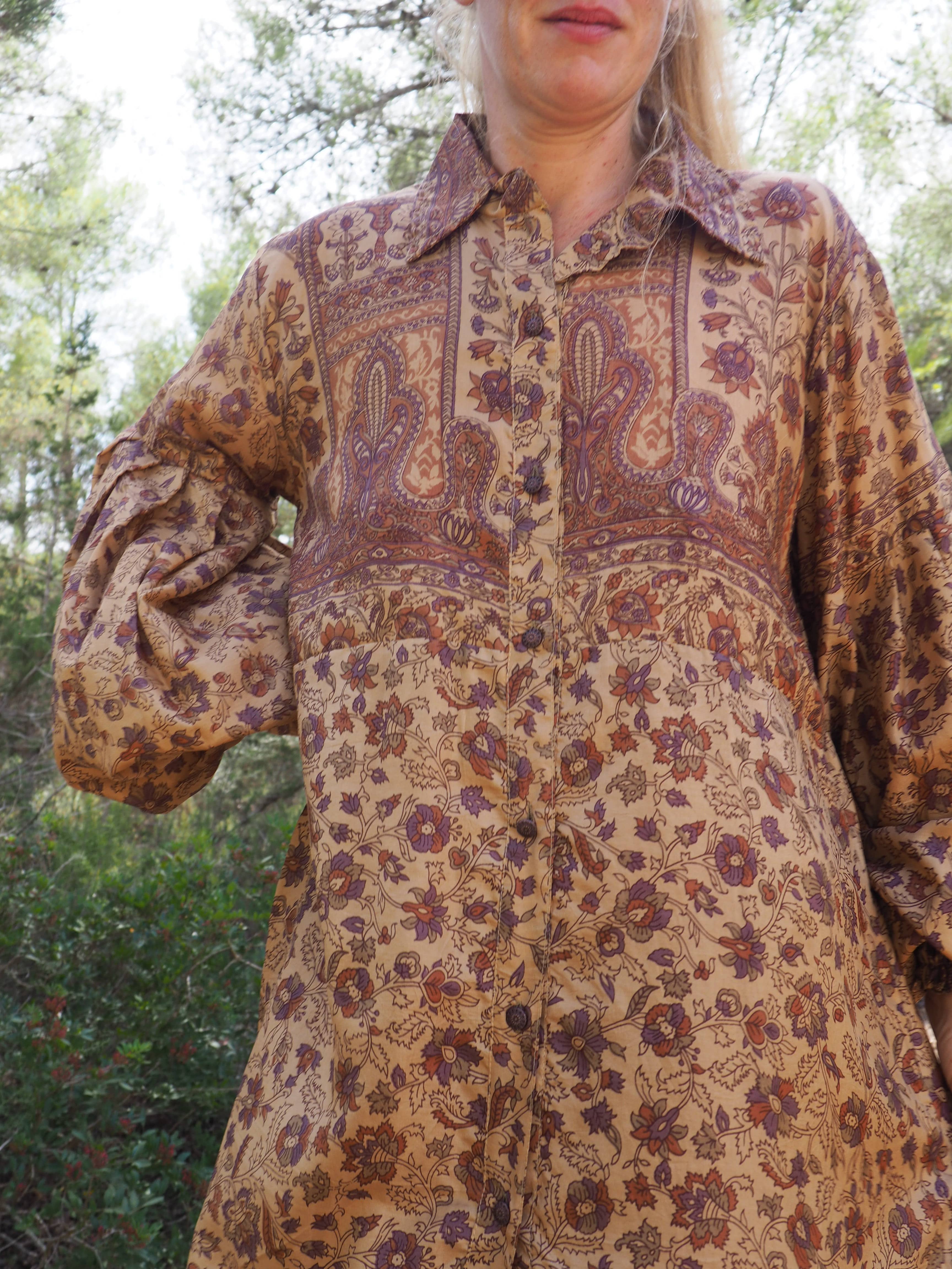 Vagabond Ibiza - Wholesale Dress - Women's - The Lenya Dress– Up-cycled Vintage Sari Dress 31