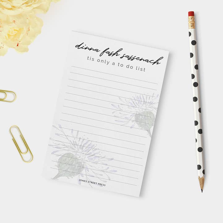 Outlander Inspired Kitchen Notepad - Dinna Fash Sassenach for wholesale by Jones Street Press