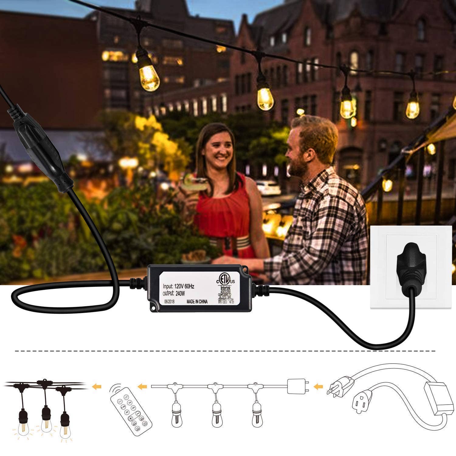 YI LIGHTING LLC - Wholesale String Lights - 48FT 24-Bulb Outdoor Standard LED String Light Shatterproof6