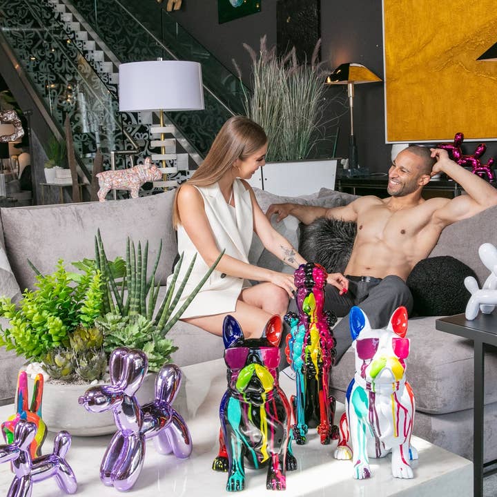 Interior Illusions Plus – Escultura por atacado – Escultura Expressionista Pintada em Bulldog c/ óculos - 14" altura7