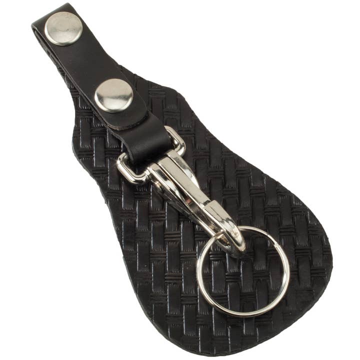 USA-Made Leather Key Fob with Basketweave Protector for wholesale by Western Express