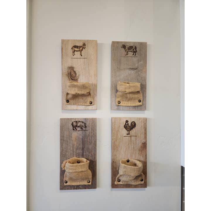 Love Reclaimed – wholesale Wall planter – Burlap & Wood Farm Animal Wall Planter (Air Plants Included)