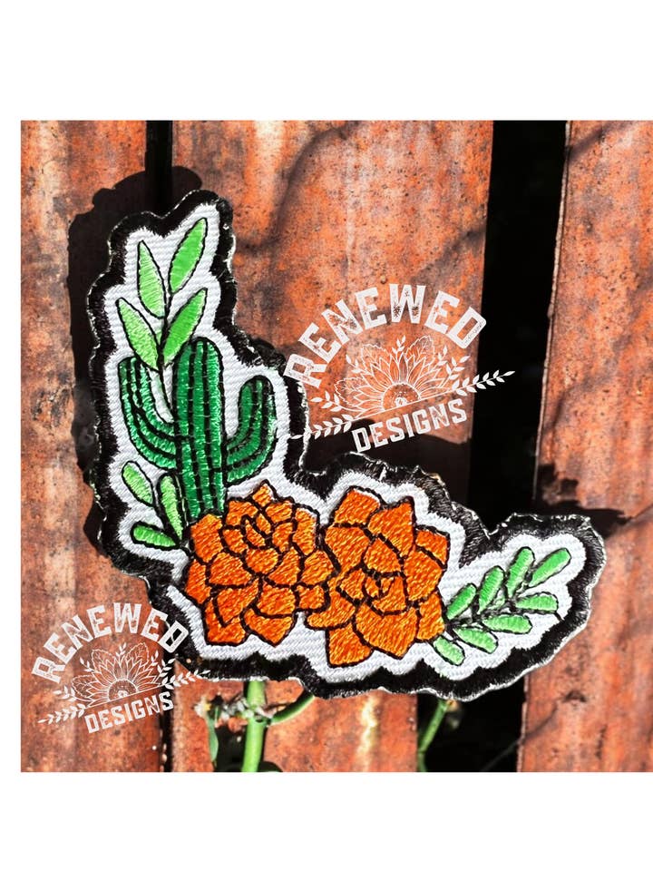 Parche de flores y cactus anaranjados para venta al por mayor de Renewed Designs