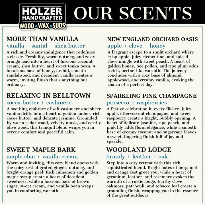 Holzer Handcrafted ® - Wholesale Jar/Filled Candle - Custom Label | Wood Wick Candle | Coconut Soy Wax | 12 oz Glass Vessel with Lid | Customized Label | Private Label | Co-branded | Handmade4