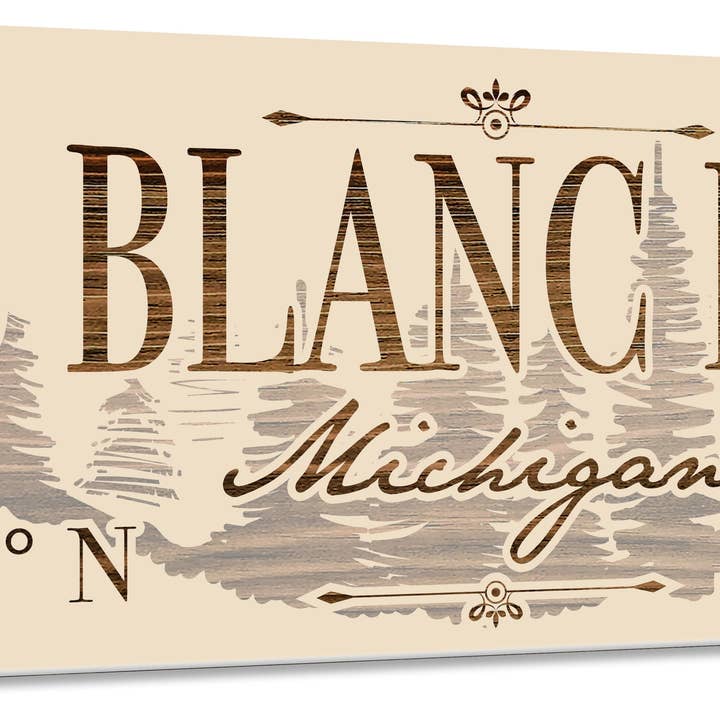 Fire & Pine - Wholesale Sign - Bois Blanc Island Treeline, MI Engraved Stick (Standard)5