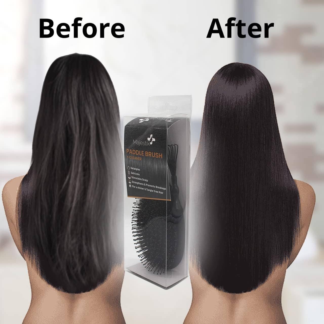 Majestic Beauty - Wholesale Hair Brush/Comb - Shine Enhancer Paddle Hair Brush - With Soft Natural Boar2