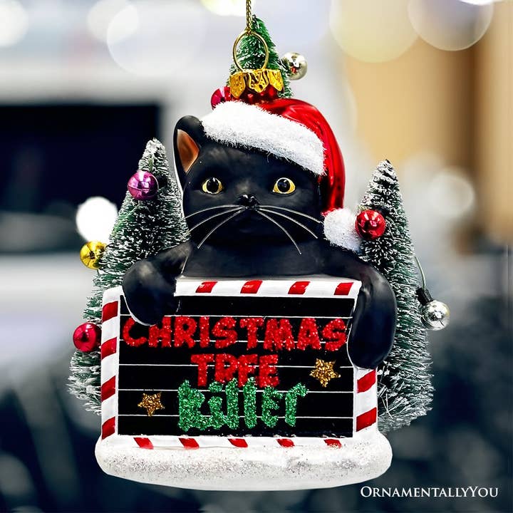 OrnamentallyYou - Wholesale Ornament - Christmas Tree Killer Funny Black Cat Glass Ornament0