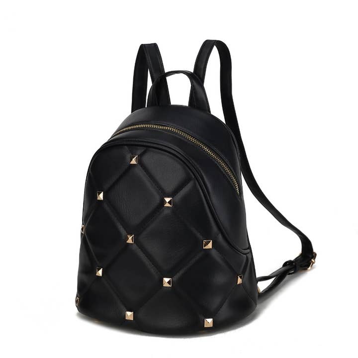 MKF Collection - Wholesale Backpack - Women's - Hayden Quilted Vegan Leather with Studs Backpack by Mia K12