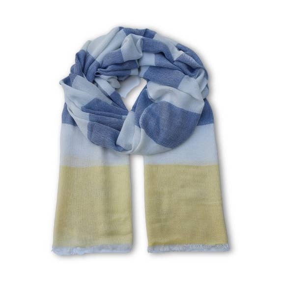 Blue white yellow stripes Selang Scarf for wholesale on Faire0
