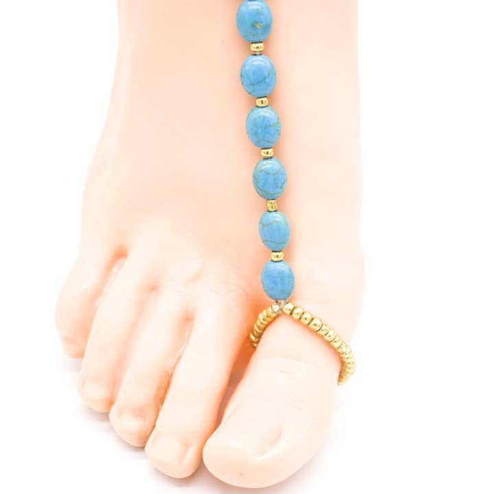 Blue Turquoise Bead Anklet AK0026 for wholesale on Faire2