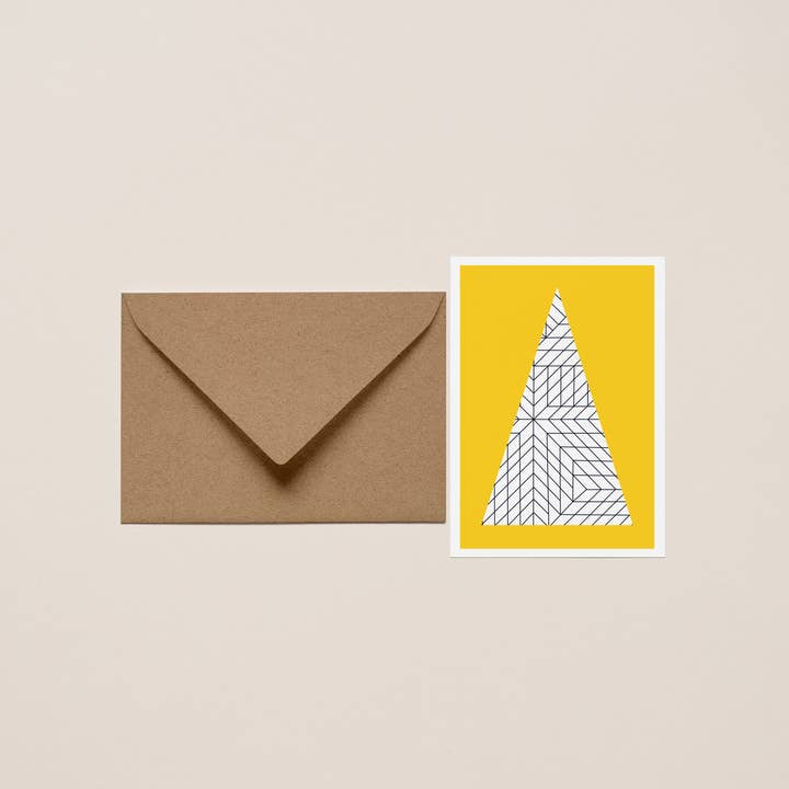Recycled Christmas Card & Envelope – “Tannenbaum” (Yellow Christmas Tree Motif) for wholesale by Karte Design Berlin