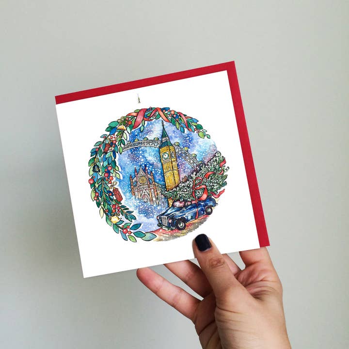 Big Ben Christmas card. Christmas in London card for wholesale by Wind On Paper