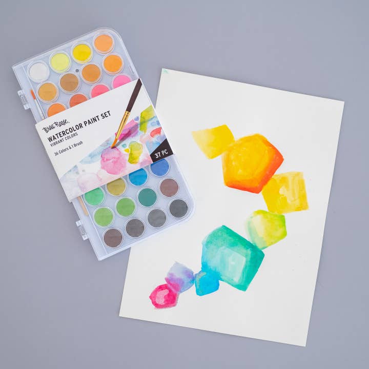 36 Color Round Watercolor Cakes with Waterbrush Classic for wholesale by Momenta