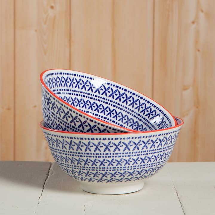 Blue Cross Stamped Bowl 6 inch for wholesale by Now Designs by Danica
