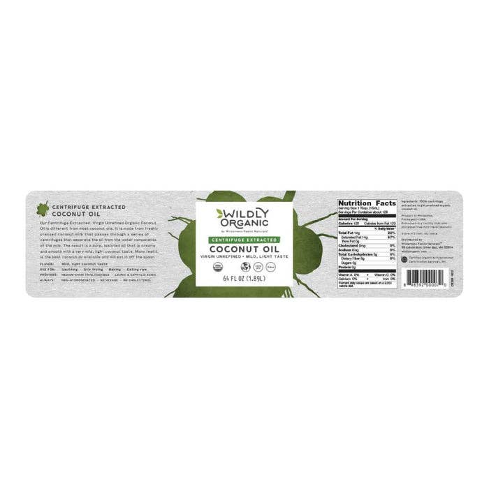 Wildly Organic - Wholesale Cooking Oil - Virgin Unrefined Centrifuge Extracted Organic Coconut Oil