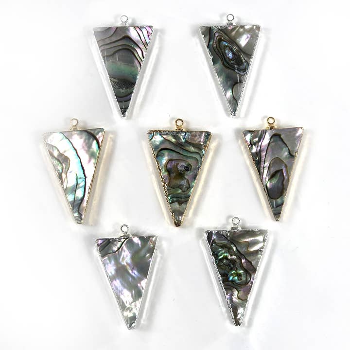 Abalone Triangle Electroplated 24k Gold/Silver Single Bail for wholesale by Jewelers Paradise