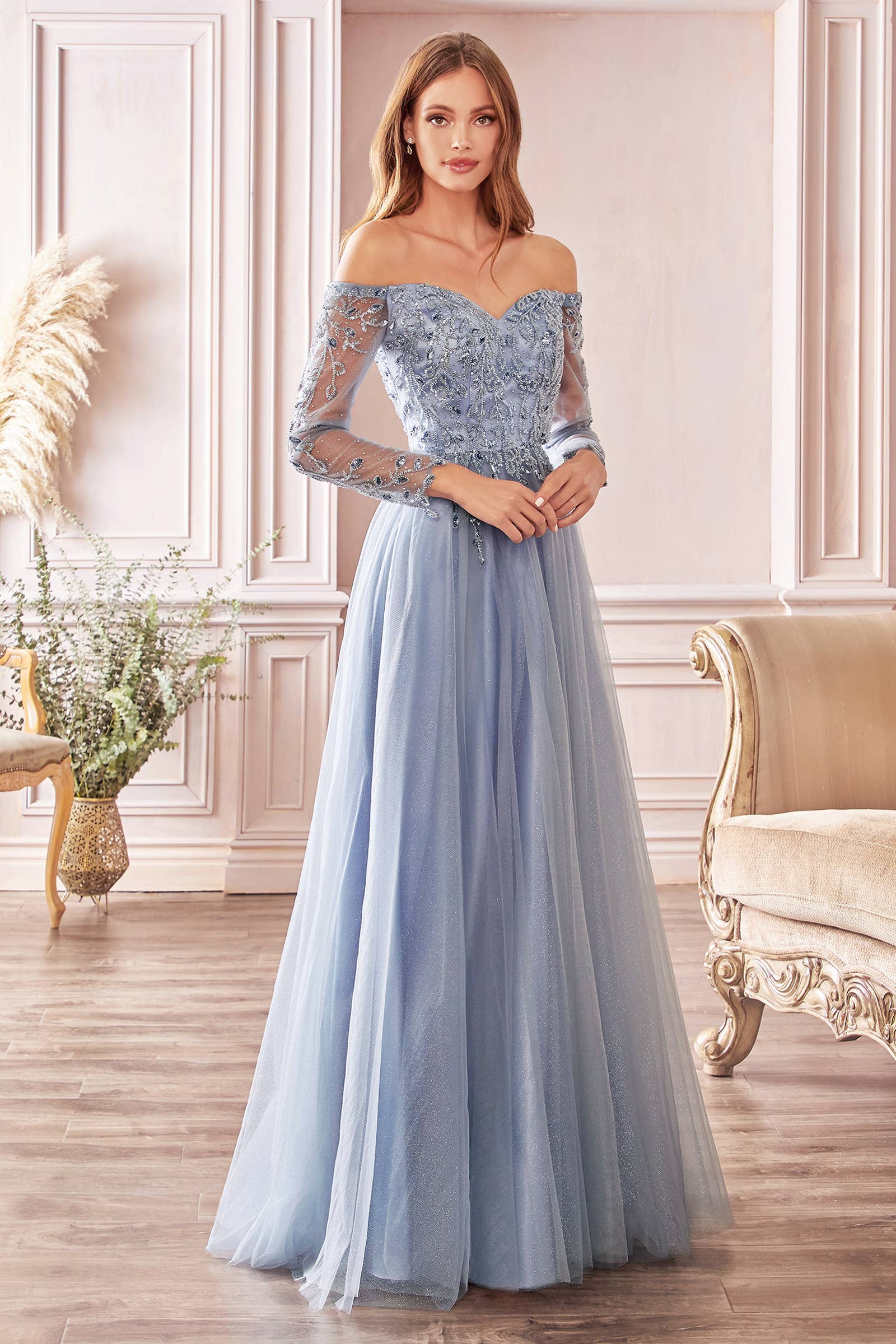 Ladivine by Cinderella Divine - Wholesale Gown - Women's - OFF THE SHOULDER A-LINE DRESS
5