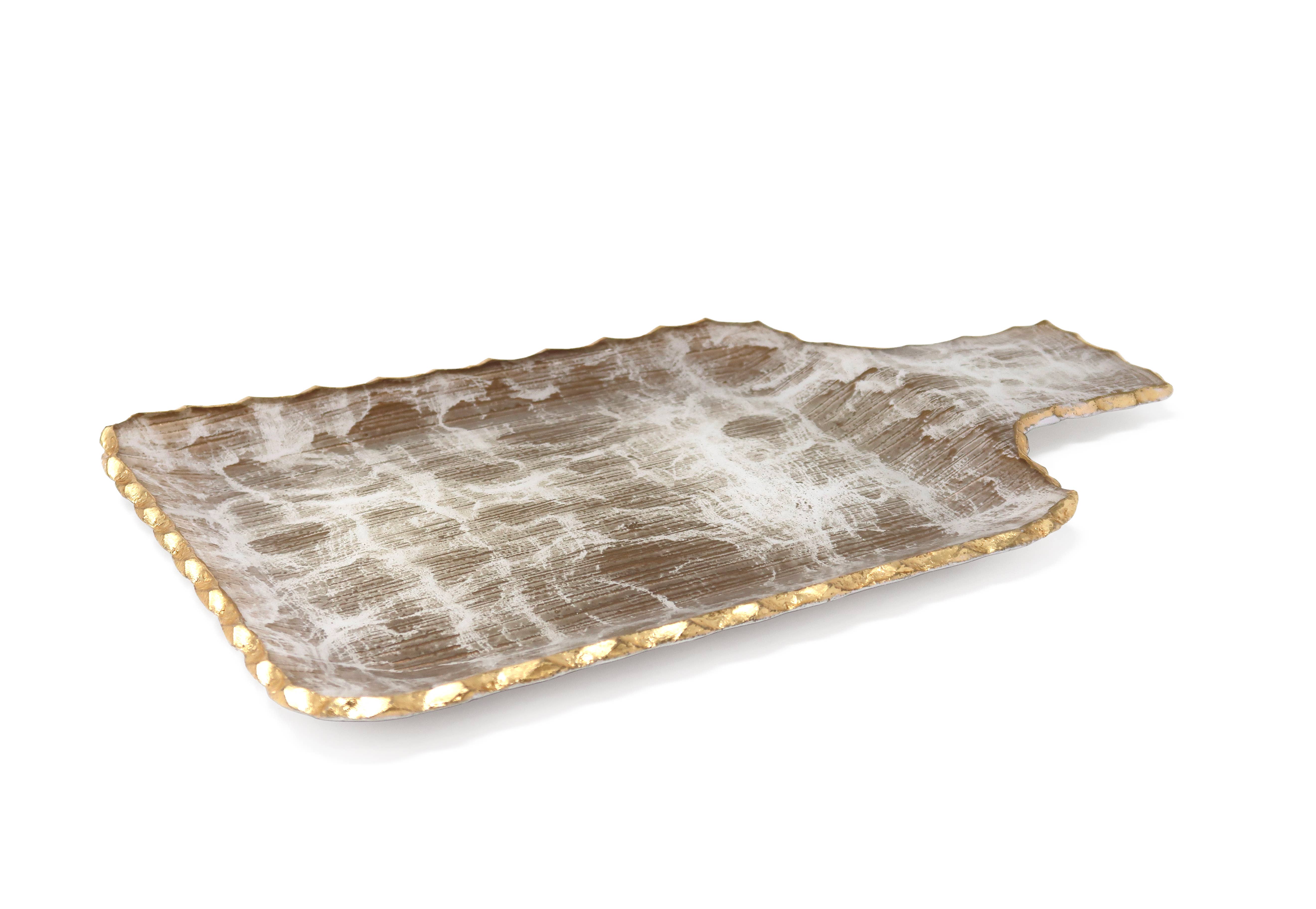 VIVIENCE - Venta al por mayor Bandejas decorativas - Bandeja dorada cepillada2