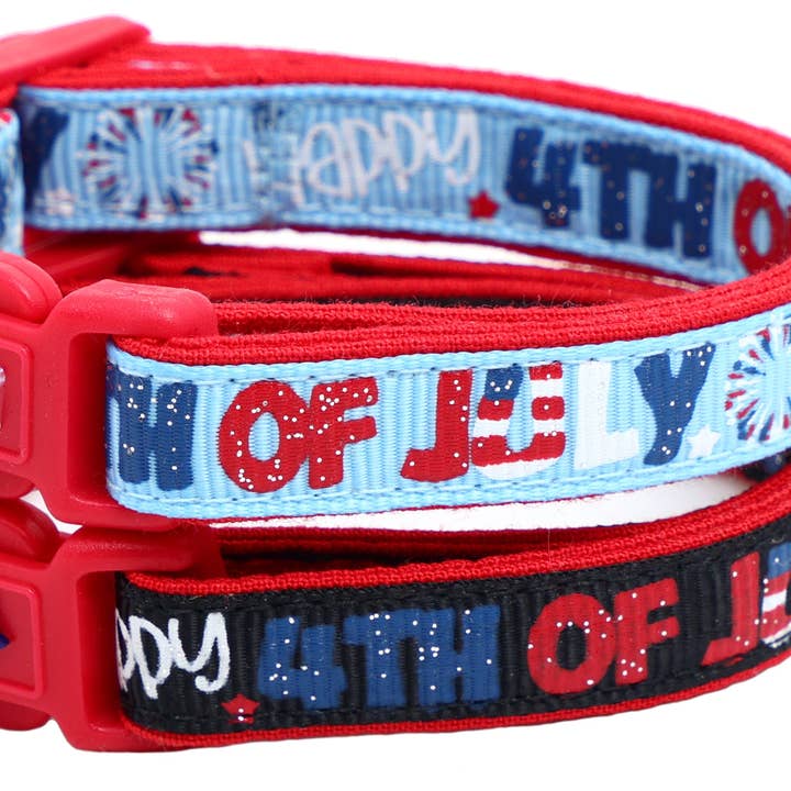Collare per gatti con sgancio rapido "Buon Quattro Luglio" per la vendita all'ingrosso da parte di From Pugs to Persians Pet Accessories, LLC