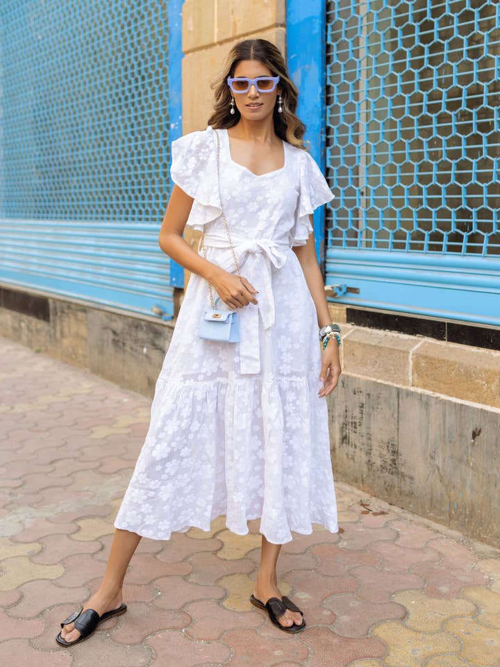 'FEATHER' DRESS IN IVORY LACE for wholesale by New Day Originals