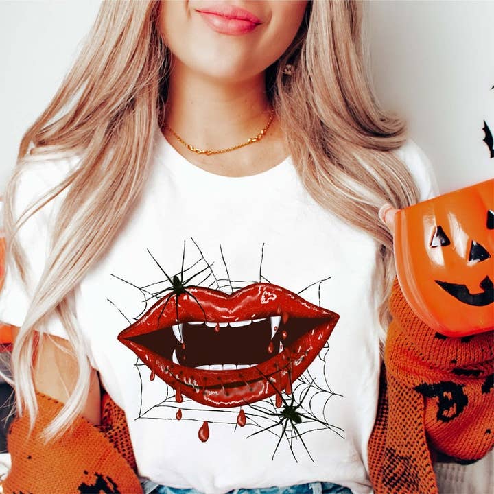Camiseta de Halloween Fang por atacado de Londas Trendy Tees