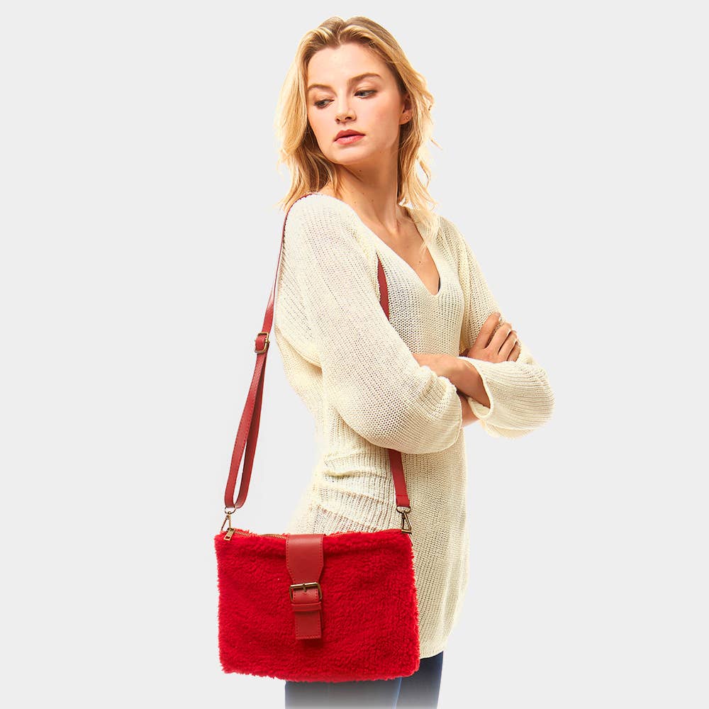 Sensibling Corp. - Wholesale Crossbody Bag - Women's - Sherpa Fleece Belt Crossbody Bag 6