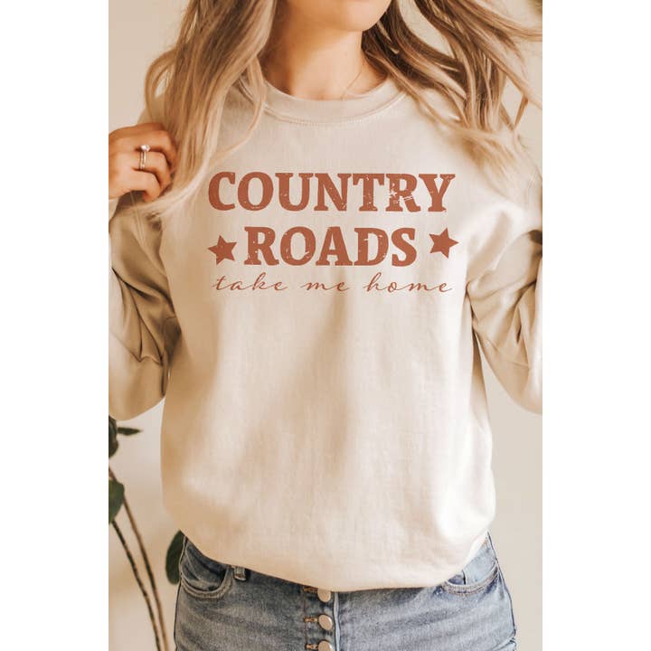 COUNTRY ROADS TAKE ME HOME Sweatshirt met grafische print voor wholesale door BLUME & CO.