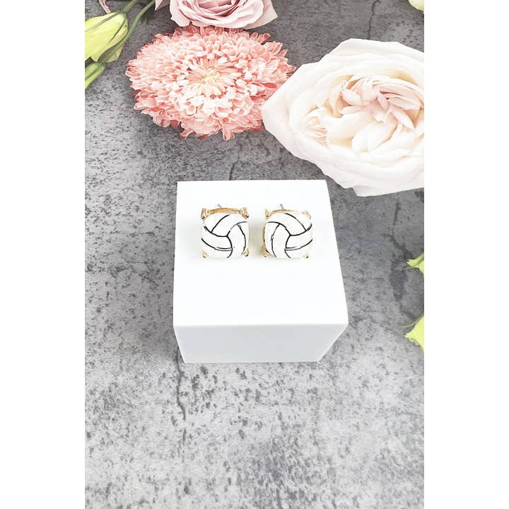 JHP Collection - Wholesale Stud/Post Earrings - RECTANGULAR SHAPE SPORTS BALL STUD EARRINGS14