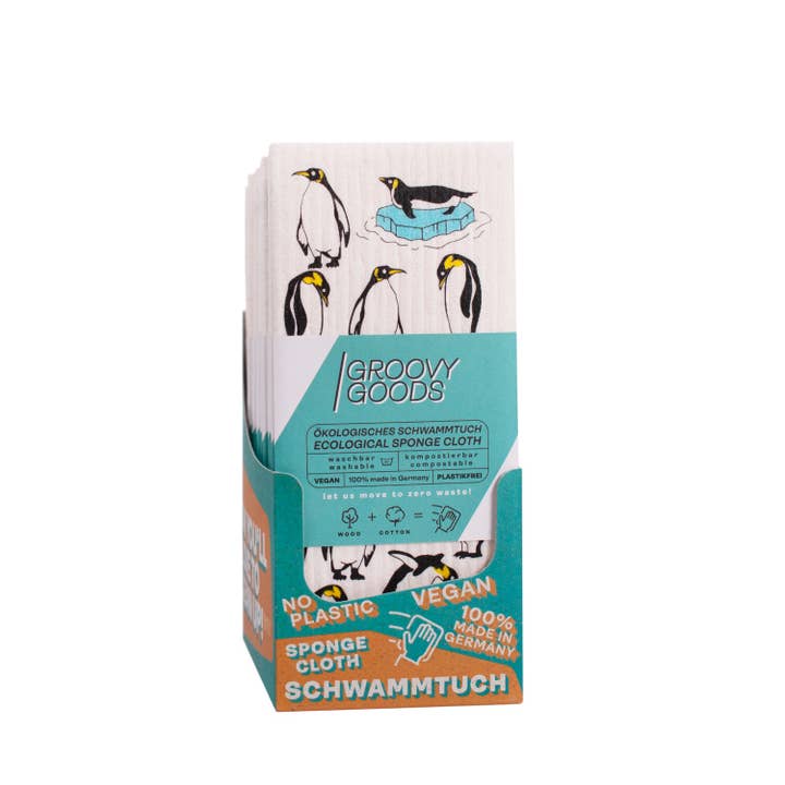 Ekologisk svampduk, pingvin design. för wholesale av Groovy Goods