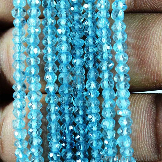 GemMartUSA - Wholesale Beads - Blue Topaz Rondelle Beads, 13 Inch Gemstone Strand, 3-4mm2