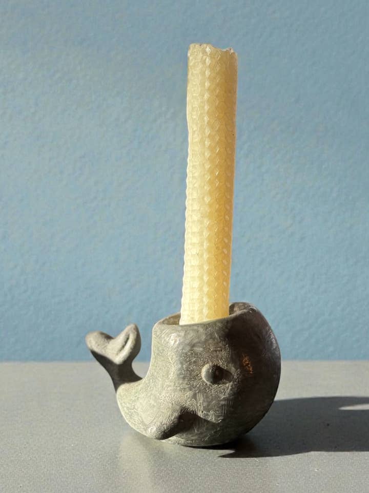 Steel Whale Candle Holder Sculpture, Pair for wholesale by Maine Pottery Company