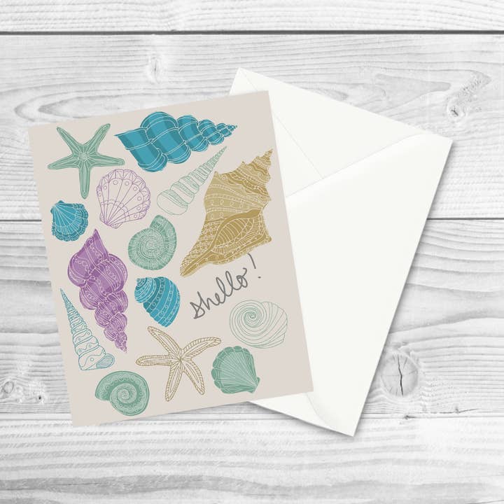 Conchello! Biglietto di auguri/Seashell Note Card per la vendita all'ingrosso da parte di Laura K Maxwell