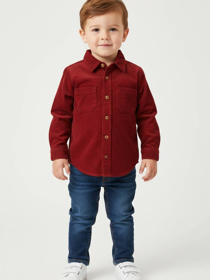 Camisa de pana - Deep Red para venta al por mayor de Yo Baby