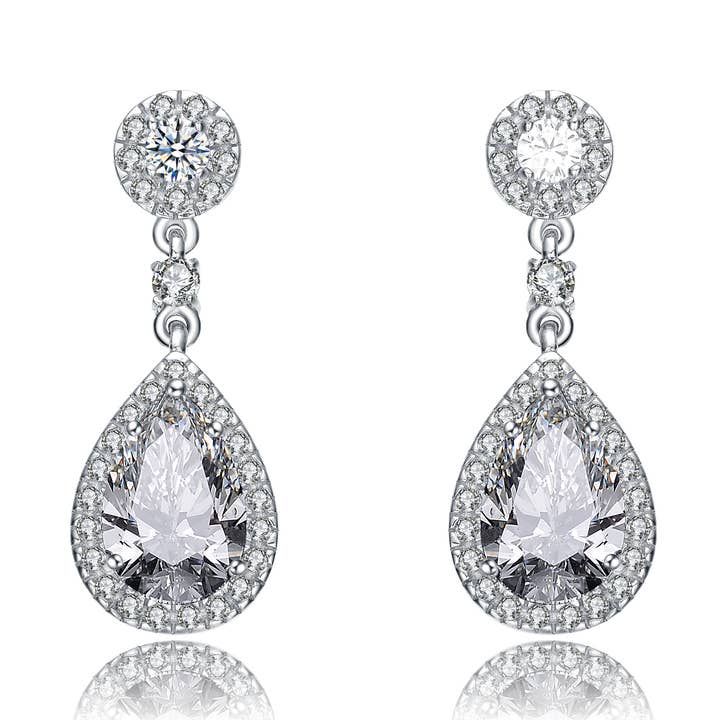 Sterlin sølv forgyldt Cubic Zirconia øreringe (3434) for engroshandel hos Genevive