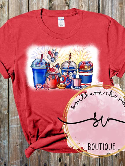 4 Julho/Chá Tee Vermelho por atacado de Southern Charm Boutique