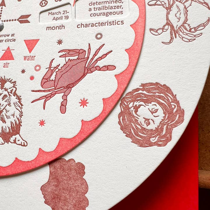 Blackbird Letterpress - Vente Carte de vœux classique - Spinner Zodiac/volvelle2