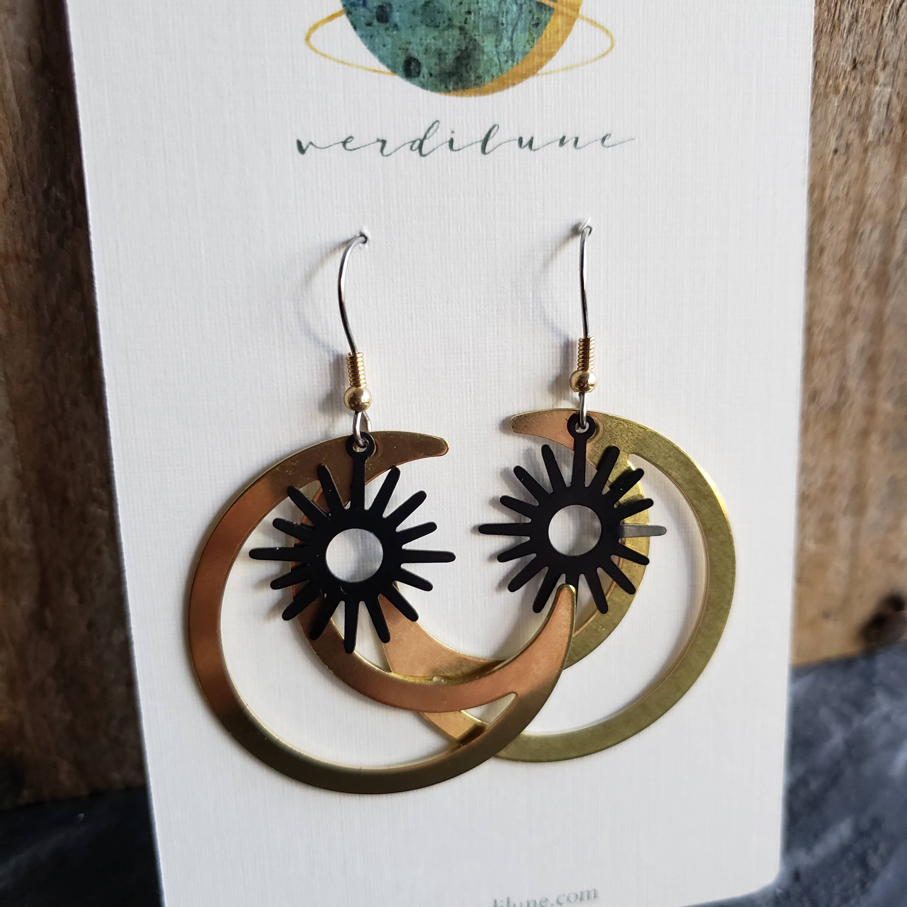 Verdilune - Wholesale Dangle Earrings - Orbit - Celestially Inspired Mixed Metal Statement Earrings3