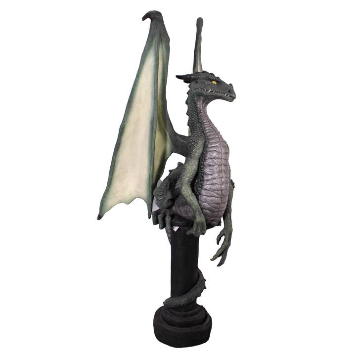 Green Dragon On Post Life Size Statue for wholesale by LM Treasures