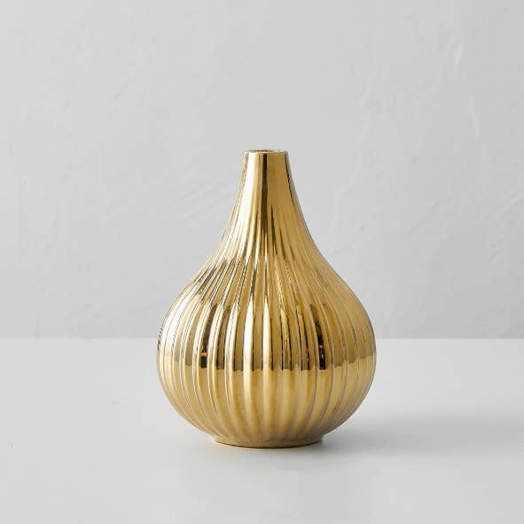 Sweet Home Deco - Wholesale Vase - Gold Ceramic Vase, Decorated Gold Bud Vases in Three Styles6