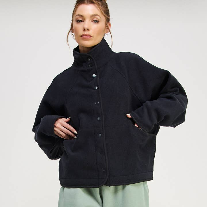 Button down high neck thermal warm outwear Jacket-FZ0014-D1 for wholesale by FREEZIA