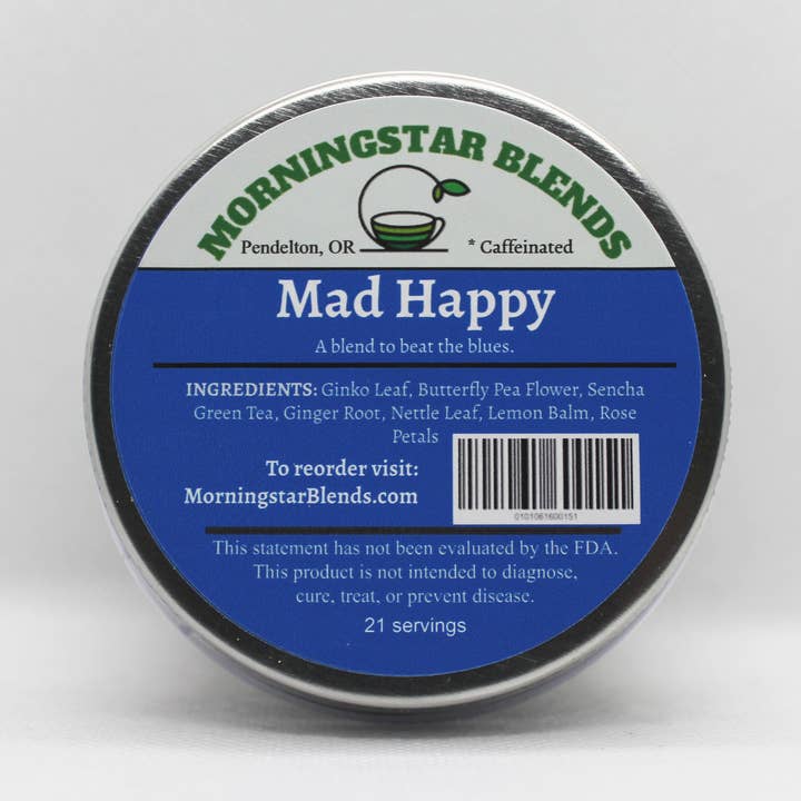 Mad Happy Caffeinated Tea - Small Batch Butterfly Pea Flower for wholesale by Morningstar Blends