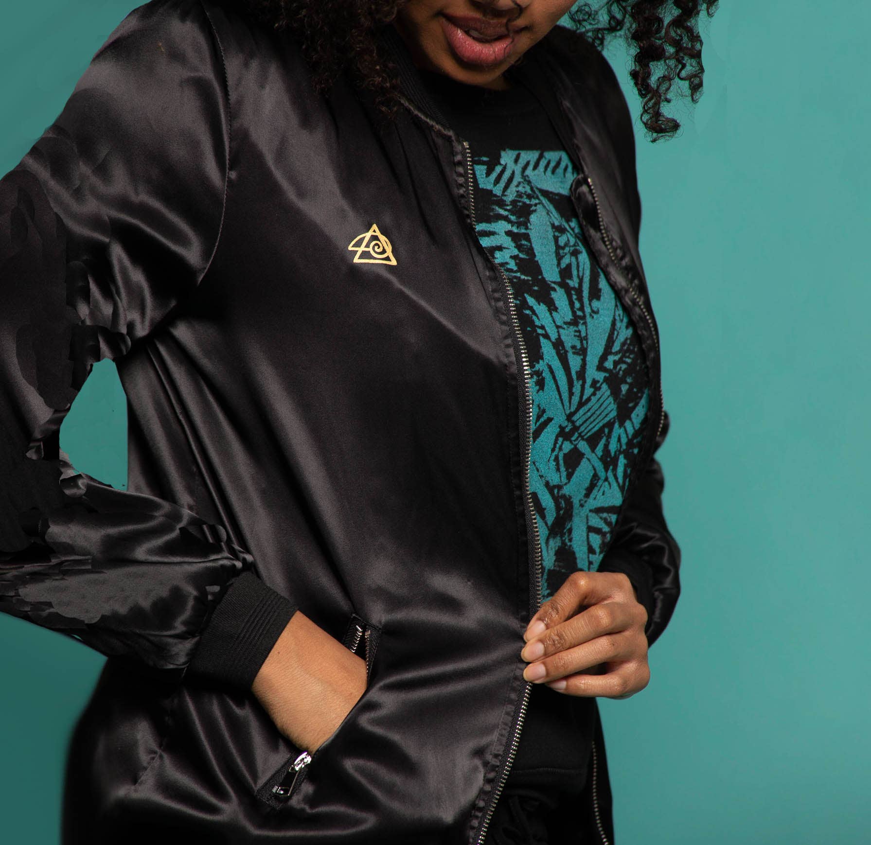 SpiralEyez Designs - Wholesale Bomber Jacket - Women's - Aztec Bomber Jacket - Black3